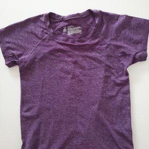 Purple short sleeved work out shirt